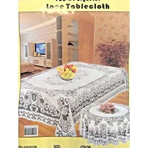 White Lace Tablecloth 58 x 98-inch Rectangle Polyester Elegant Dining Table NEW